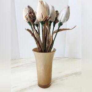 Libbey Golden Matte Smokey Brown Art Glass Vase 8"